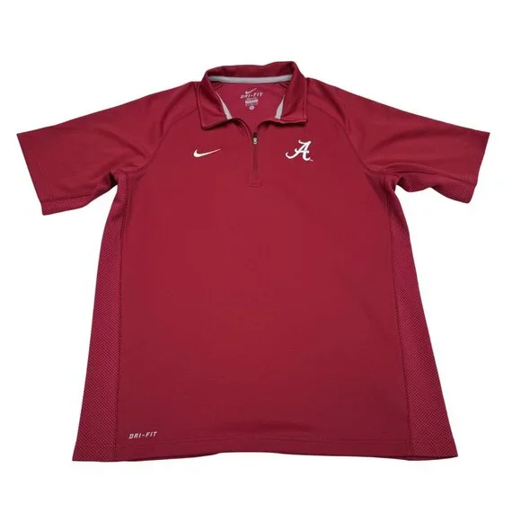 Nike Men's Alabama Crimson Tide Coaches 1/4 Zip SS Dri-Fit Polo Shirt, Size M - Picture 1 of 7